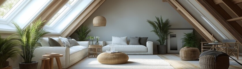 A cozy and stylish modern attic living space.
