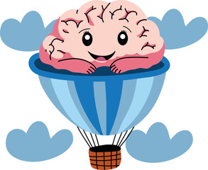 Brain on hot air ballon