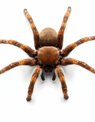 Obraz premium Isolated Spider Facing Upward Displaying Hairy Legs and Patterned Markings