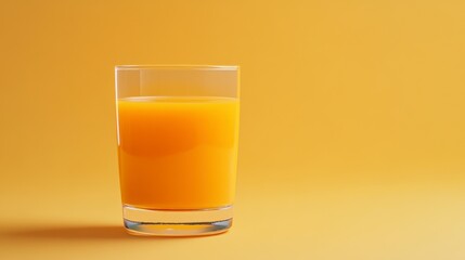 Glass of Orange Juice on Yellow Background