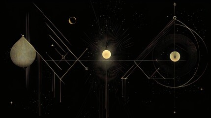 Celestial geometry, cosmic design, night sky background, abstract art, perfect for website header