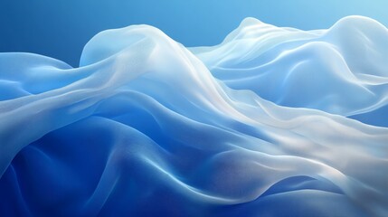 Fototapeta premium Abstract image depicting flowing blue and white translucent material
