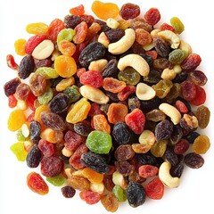 mix of dried fruits and nuts isolated on transparent background remove png, Clipping Path isolated on white background  