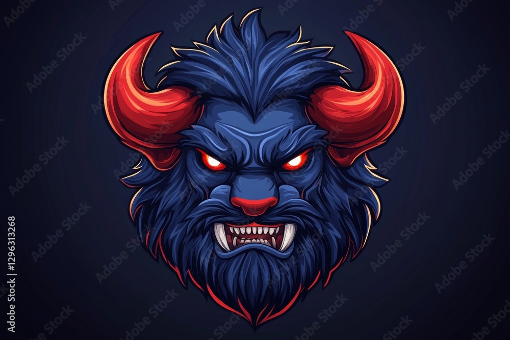 Leinwandbilder logo featuring a lion's head in red and black colors on a dark background, in a vector style. the de