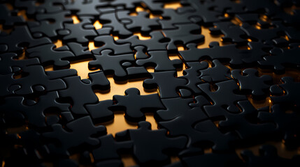 Obraz premium Black and Gold Puzzle Pieces in Abstract Style
