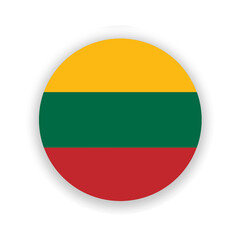 Lithuania national flag in circle shape isolated on white. Illustration