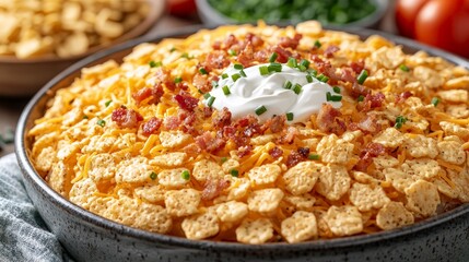 Cheesy Bacon Crackers Dish, Wooden Table