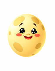 Fototapeta premium Smiling Cartoon Moon with Spots Isolated on White Background