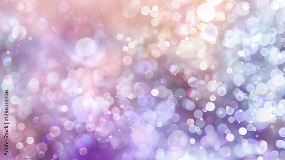 Sticker abstract blurred background with soft purple and pink tones with white bokeh circles.
