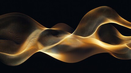 Golden wave abstract background, digital art
