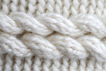 A detailed view of a knitted sweater's texture, featuring chunky, cozy yarn that creates a warm and inviting atmosphere