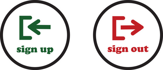 Login and logout icon set Set of sign out, Sign in vector vector collection. Open and close door symbol. Black exit and enter arrow, trendy flat style isolated on transparent background.