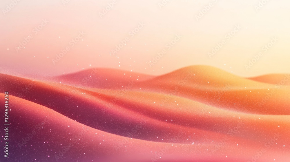 Poster abstract landscape of undulating curves with dreamy illuminated features