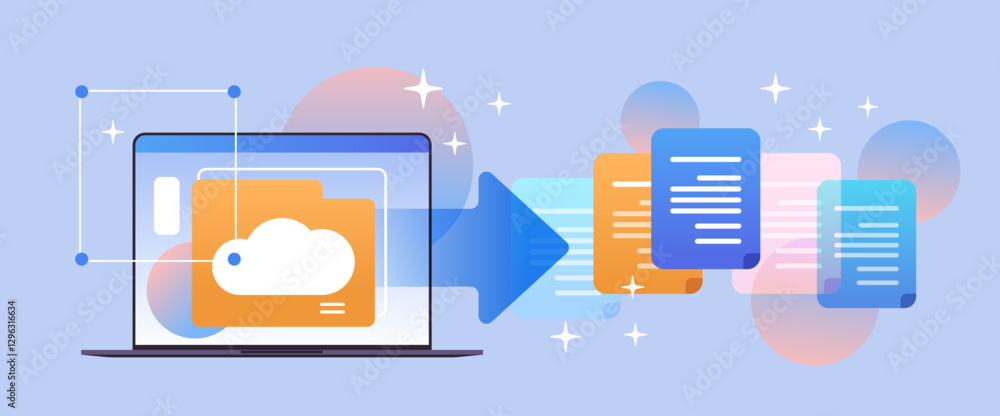 Poster online storage on laptop screen file transfer connection docs information migration access to remote
