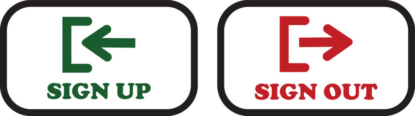 Login and logout icon set Set of sign out, Sign in vector vector collection. Open and close door symbol. Black exit and enter arrow, trendy flat style isolated on transparent background.