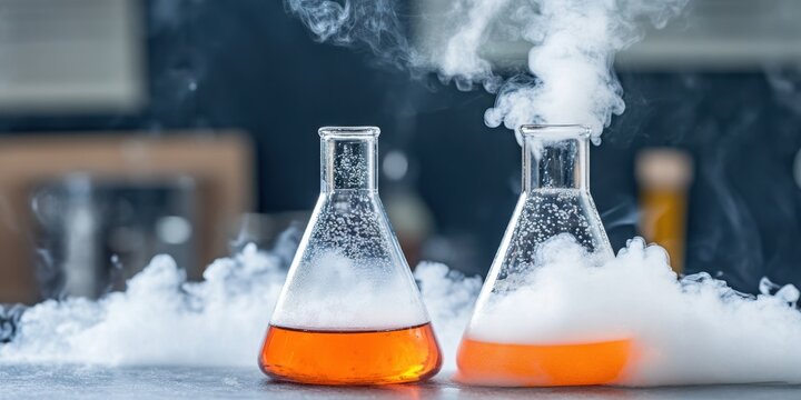 The reaction is foam or smoke from the flask.