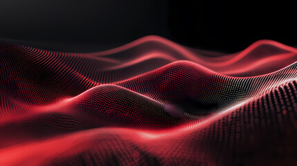 Abstract Red and Black Waves with Flowing Dots