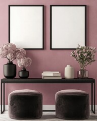 Elegant Interior Design with Minimalist Decor and Floral Arrangements