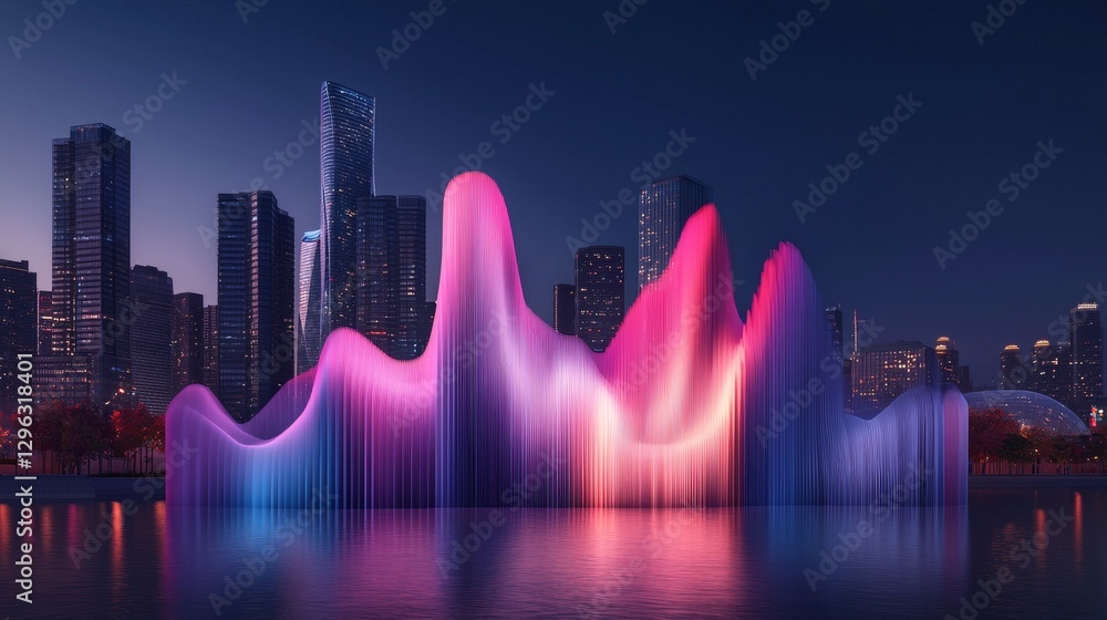 Poster in a broadcasting studio, a colorful abstract background is created with a motion blur effect and gr