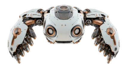 futuristic robot isolated on white background