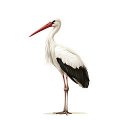 Stork with a Long Beak and White Feathers