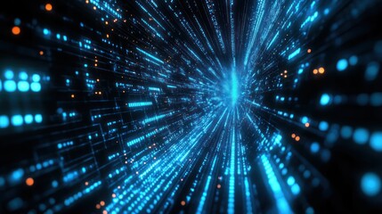 Digital data stream tunnel, futuristic background, fast speed, technology concept