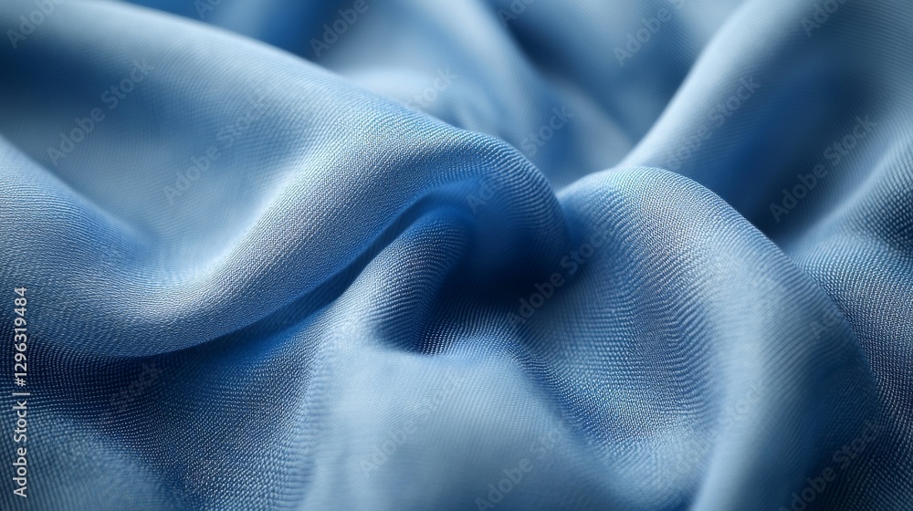 Poster light blue fabric draped and textured creating soft folds