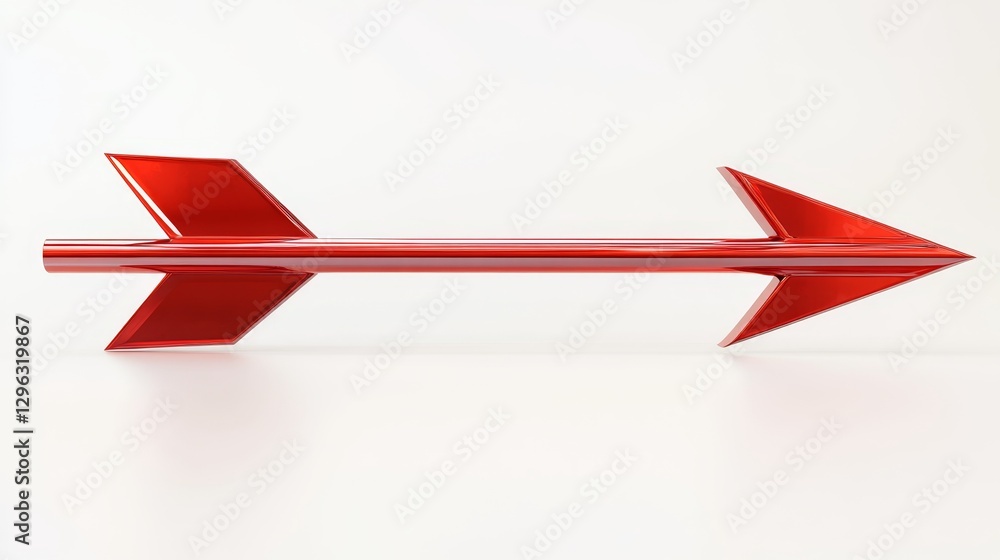 Poster smooth 3d rendered glossy red arrow with elegant texture design