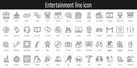 Entertainment outline web icon. Art and culture line icons