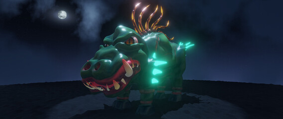 Monstruo salvaje o Criatura peligrosa que emite luz