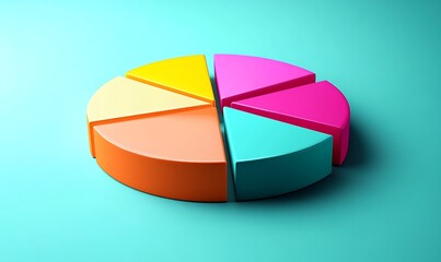 Obraz premium Vibrant 3D Pie Chart on Teal Background 
