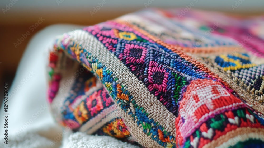 Poster handcrafted tablecloth with intricate patterns and details