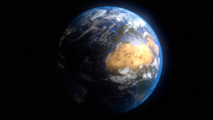 Planeta tierra mitad de dia y mitad de noche © Raul Poyatos Foto3D