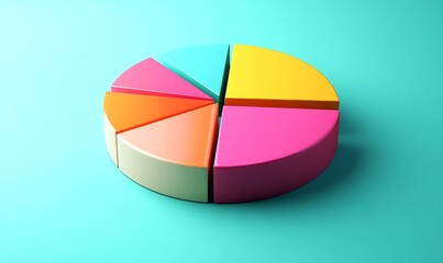 Obraz premium Vibrant 3D Pie Chart on Teal Background 