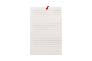 Note paper isolated on transparent background, free space for writing messages.