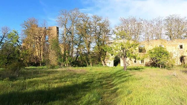ancient medieval  monastery in ruins in San Esteban de Nogales, Spain