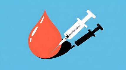 A droplet and syringe for vaccination awareness.