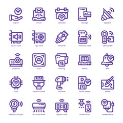 Device Technology Icon pack for your website, mobile, presentation, and logo design. Device Technology Icon line basic color design. Vector graphics illustration and editable stroke.