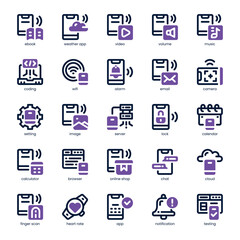 Mobile App Icon pack for your website, mobile, presentation, and logo design. Mobile App Icon dual tone design. Vector graphics illustration and editable stroke.
