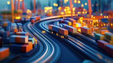 A dynamic 3D rendering of a global supply chain network with