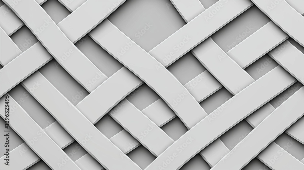 Poster a textured white background featuring layered geometric triangles and glossy white and grey squares 