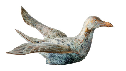 Obraz premium Bronze seagull statue flying with transparent background