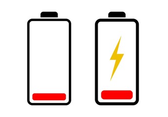 Low battery icon illustration, out of battery need to charger