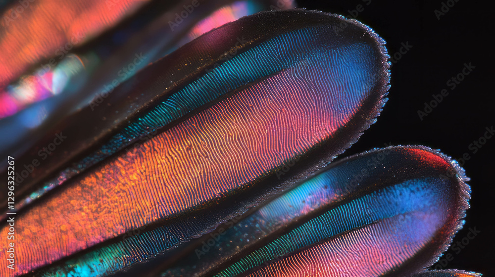 Poster intricate patterns and vibrant colors of a butterfly wing macro