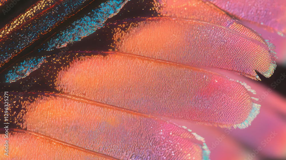 Poster Close-up of vibrant butterfly wing with intricate patterns for nature art design