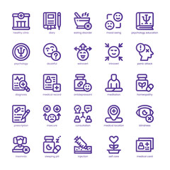 Mental Health Icon pack for your website, mobile, presentation, and logo design. Mental Health Icon line basic color design. Vector graphics illustration and editable stroke.