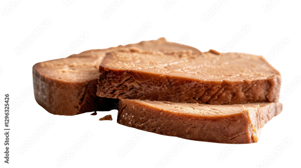 Poster smoked tofu slices isolated on transparent background
