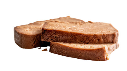 Smoked tofu slices isolated on transparent background