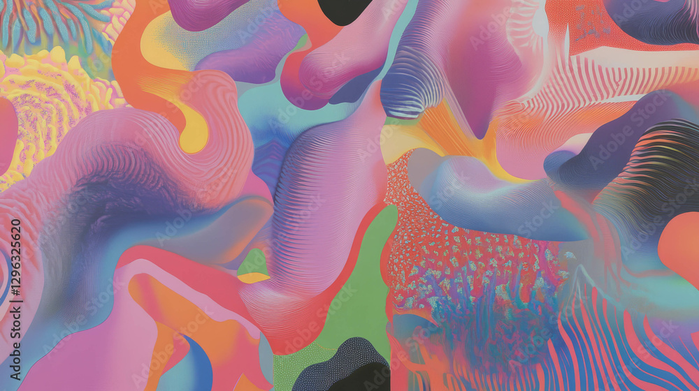 Poster vibrant abstract painting with swirling patterns and dynamic colors