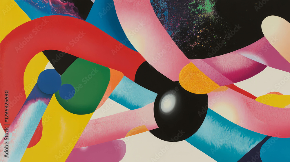 Poster vibrant abstract composition with dynamic shapes and colors for creative design